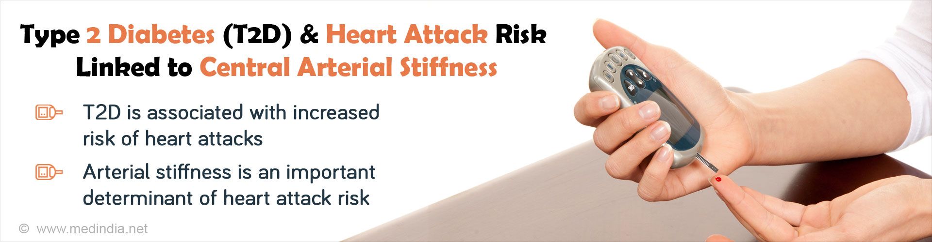 Type 2 Diabetes (T2D) & Heart Attack Risk Linked to Central Arterial Stiffness
- T2D is associated with increased risk of heart attacks
- Arterial stiffness is an important determinant of heart attack risk